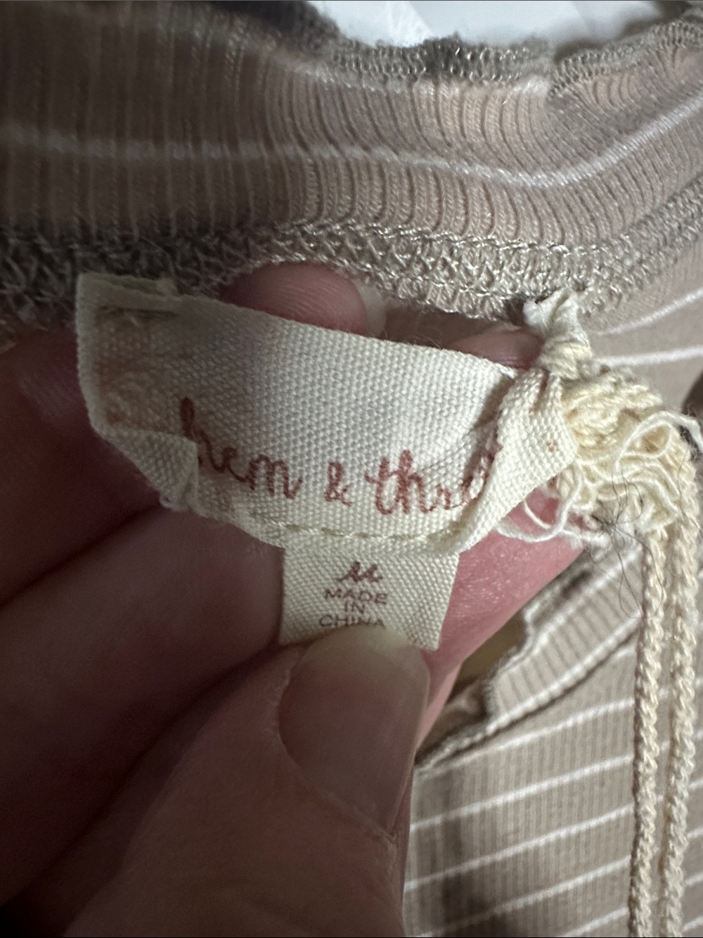 Hem & Thread Taupe-Striped Ruffle Edge Tank - Picture 3 of 8